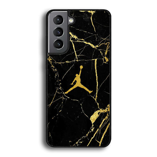 Air Jordan Golden Root Marble Samsung Galaxy S23 Plus Case-Rubber Black (2D Case)-Oxvistore