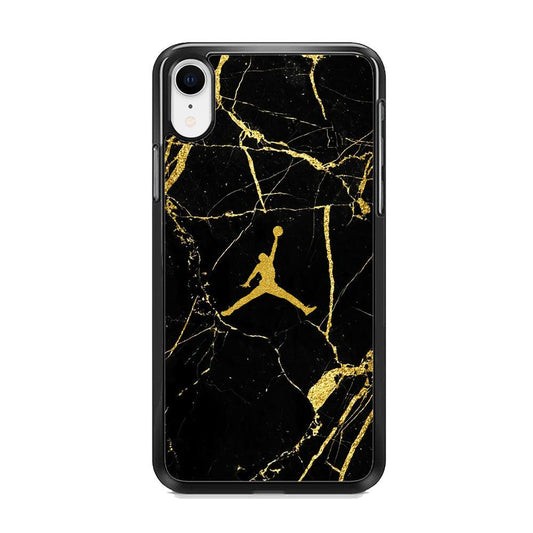 Air Jordan Golden Root Marble iPhone XR Case-Rubber Black (2D Case)-Oxvistore