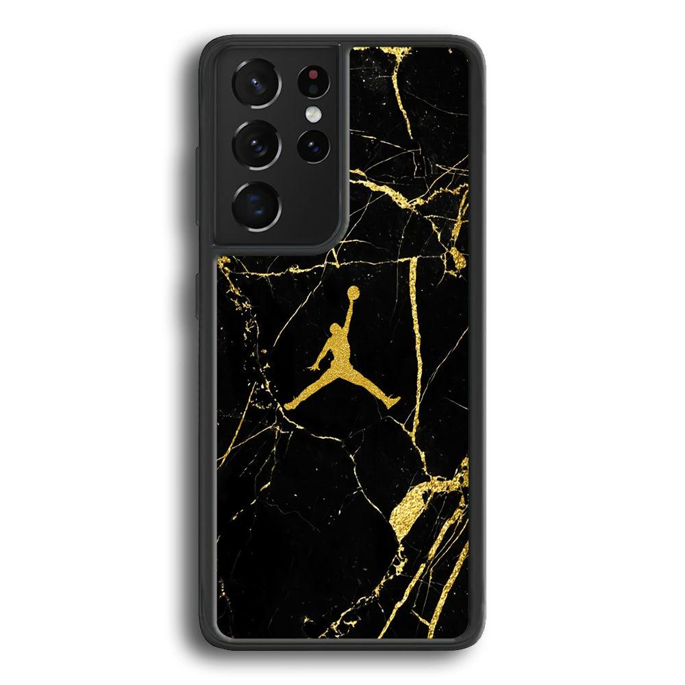Air Jordan Golden Root Marble Samsung Galaxy S24 Ultra Case-Rubber Black (2D Case)-Oxvistore