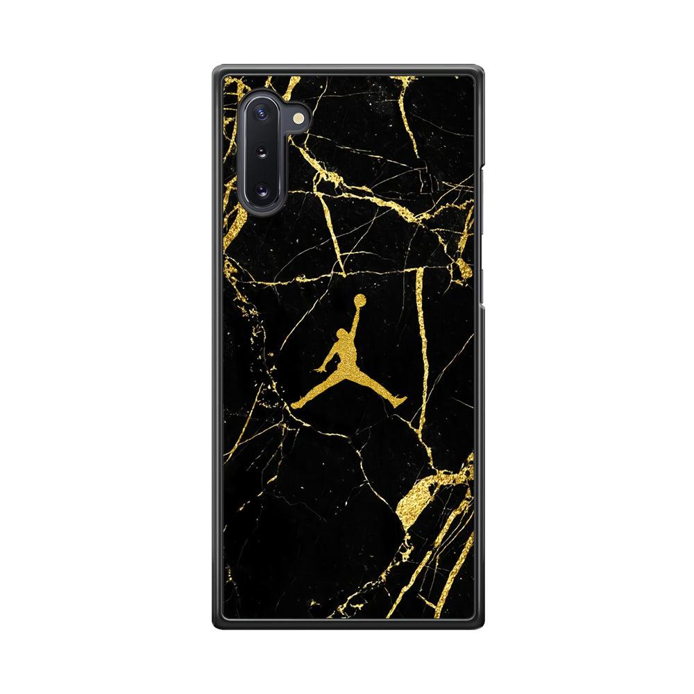 Air Jordan Golden Root Marble Samsung Galaxy Note 10 Case-Rubber Black (2D Case)-Oxvistore