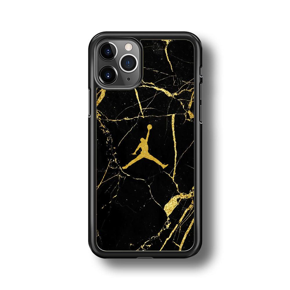 Air Jordan Golden Root Marble iPhone 11 Pro Max Case-Rubber Black (2D Case)-Oxvistore