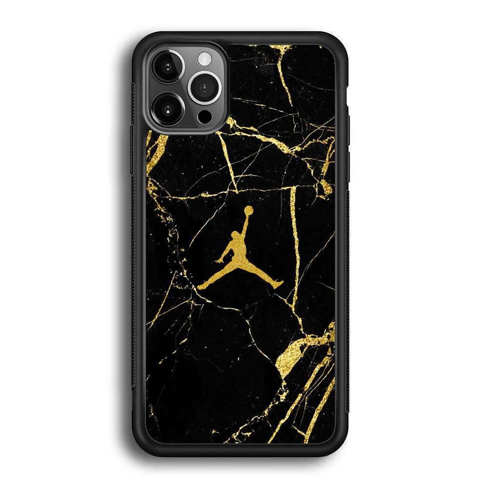 Air Jordan Golden Root Marble iPhone 12 Pro Case-Rubber Black (2D Case)-Oxvistore