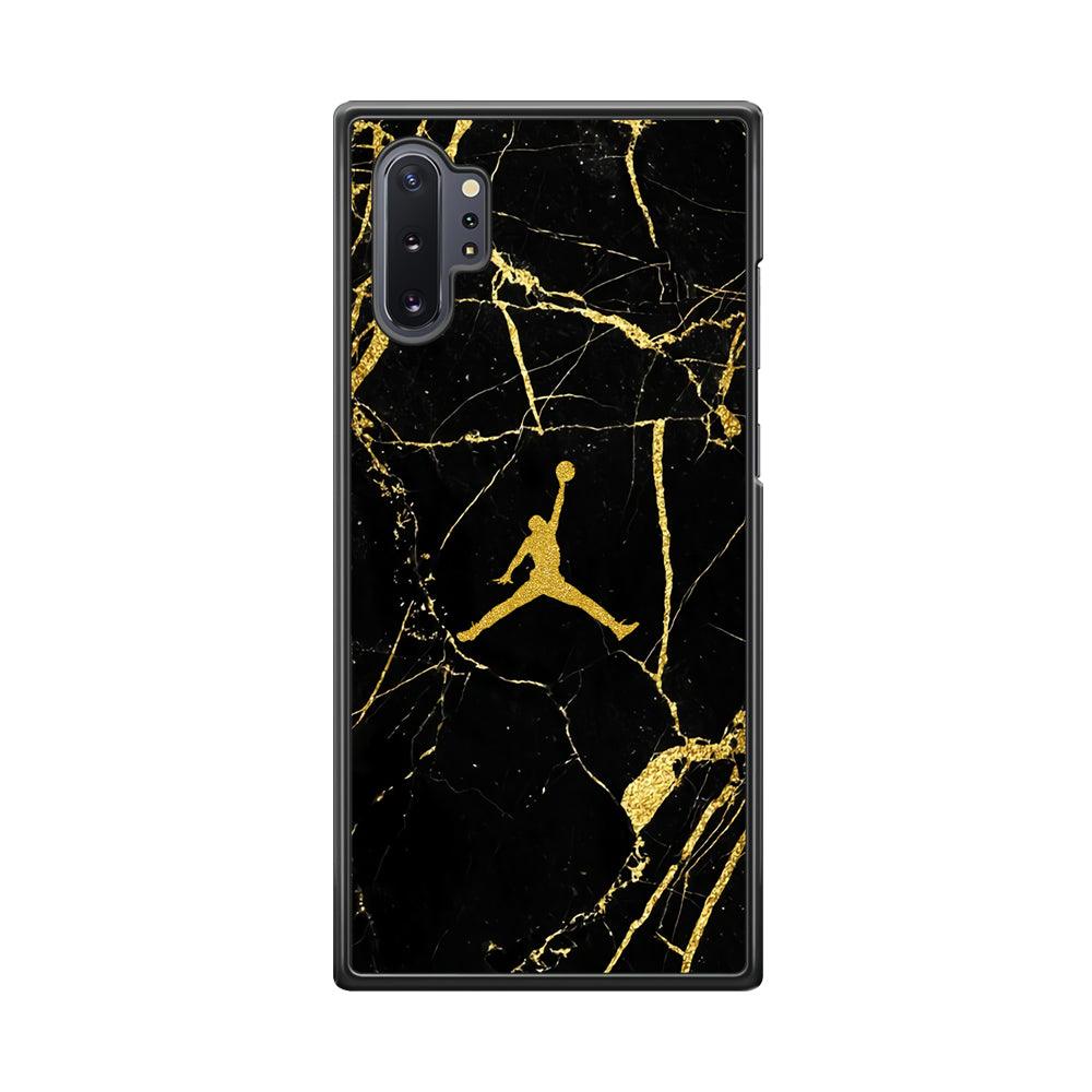 Air Jordan Golden Root Marble Samsung Galaxy Note 10 Plus Case-Rubber Black (2D Case)-Oxvistore