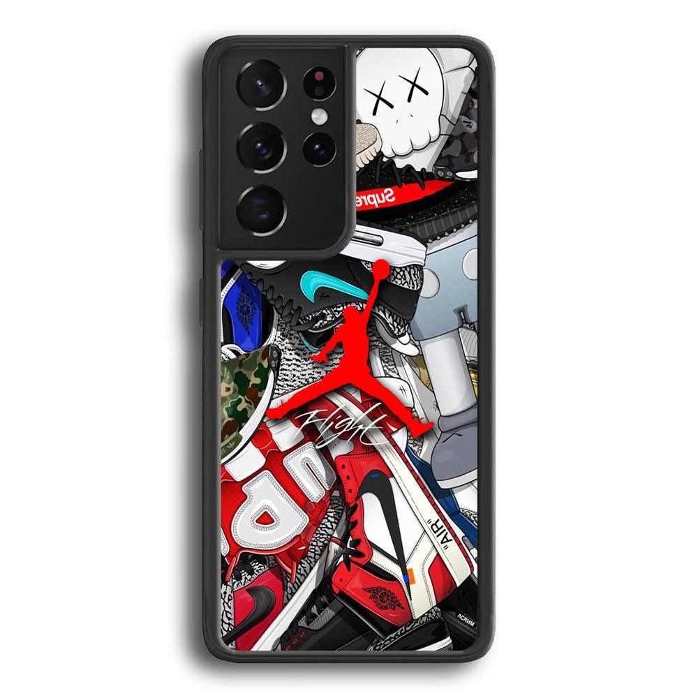 Air Jordan Leader of Layer Samsung Galaxy S21 Ultra Case-Rubber Black (2D Case)-Oxvistore