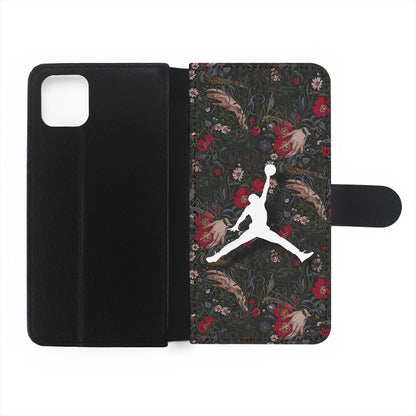 Air Jordan Logo Flower Art Flip Wallet Phone Case