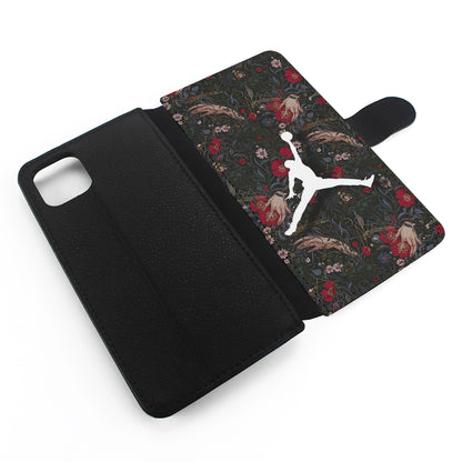 Air Jordan Logo Flower Art Flip Wallet Phone Case