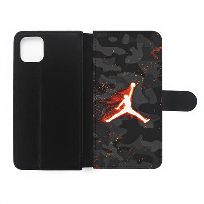 Air Jordan Logo On Fire Flip Wallet Phone Case