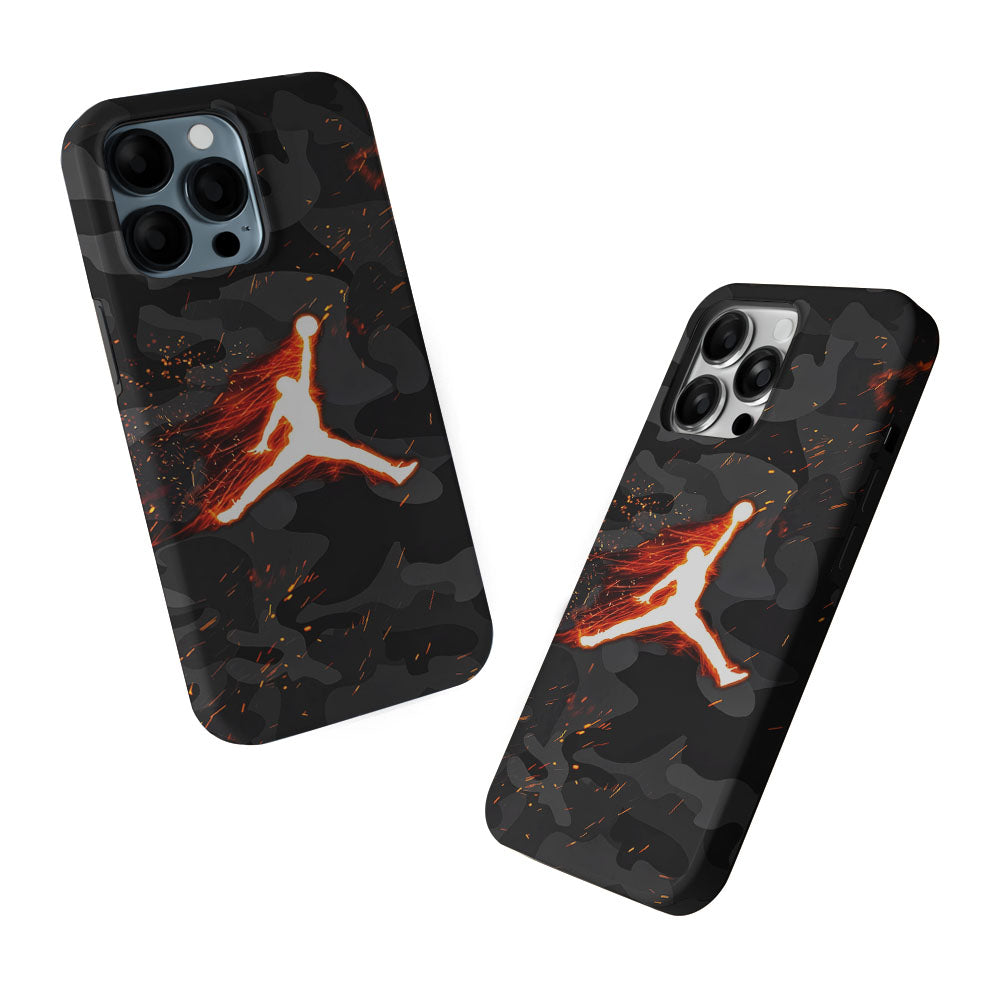 Air Jordan Logo On Fire 2 in 1 Tough Phone Case