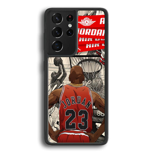 Air Jordan Looking at Victory Samsung Galaxy S23 Ultra Case-Rubber Black (2D Case)-Oxvistore