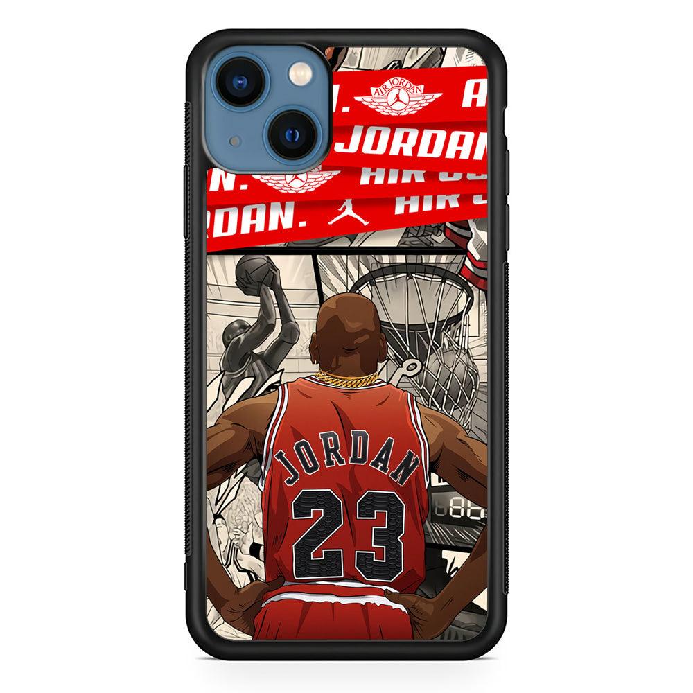 Air Jordan Looking at Victory iPhone 14 Case-Rubber Black (2D Case)-Oxvistore