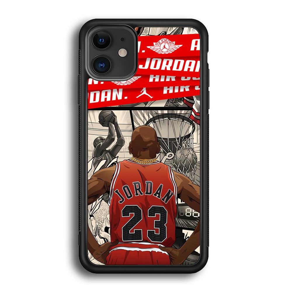 Air Jordan Looking at Victory iPhone 11 Case-Rubber Black (2D Case)-Oxvistore