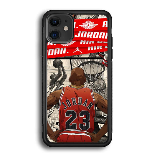 Air Jordan Looking at Victory iPhone 11 Case-Rubber Black (2D Case)-Oxvistore