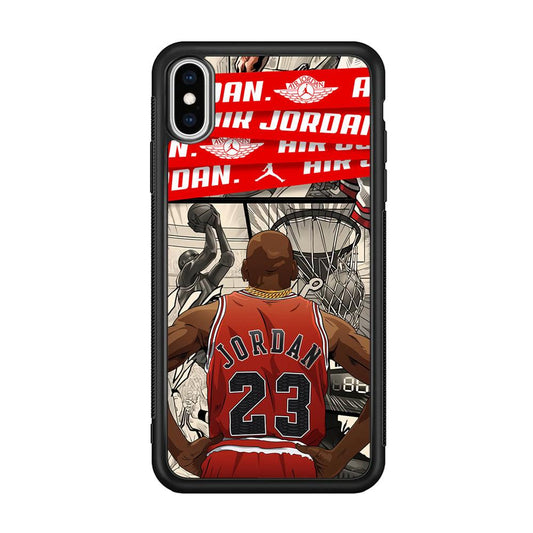 Air Jordan Looking at Victory iPhone Xs Max Case-Rubber Black (2D Case)-Oxvistore