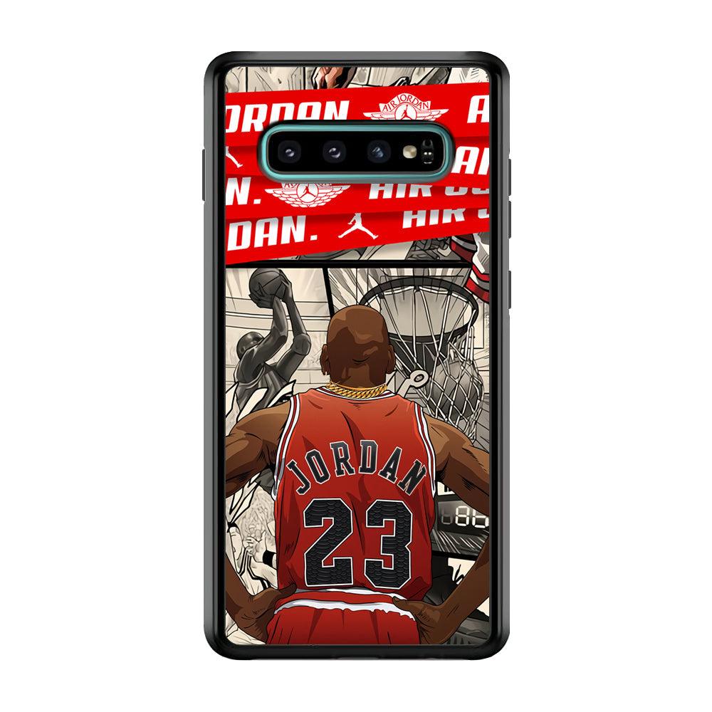 Air Jordan Looking at Victory Samsung Galaxy S10 Case-Rubber Black (2D Case)-Oxvistore