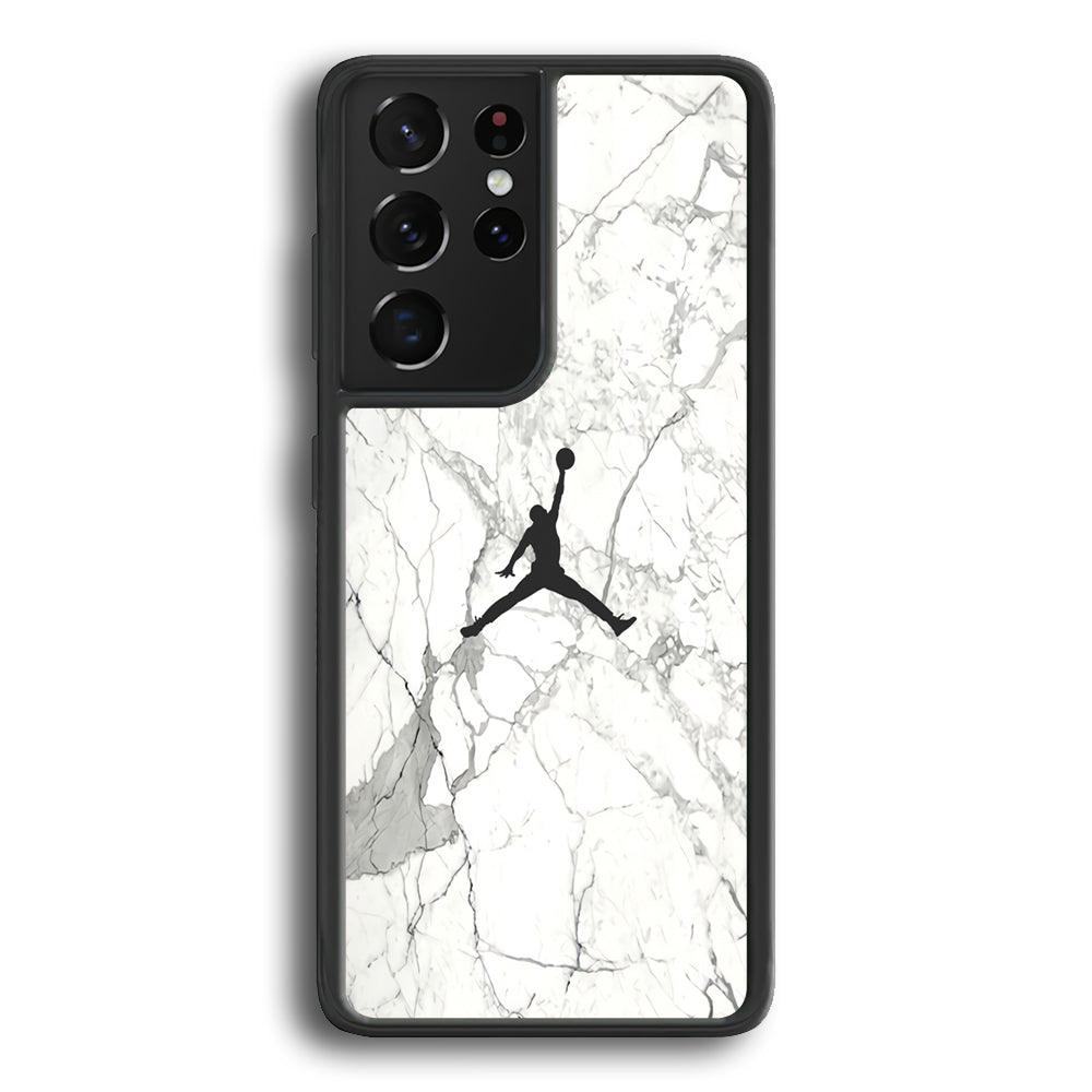 Air Jordan Marble Soft Black Samsung Galaxy S21 Ultra Case-Rubber Black (2D Case)-Oxvistore
