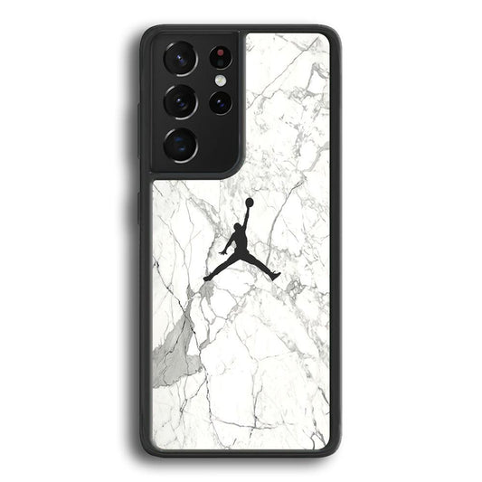 Air Jordan Marble Soft Black Samsung Galaxy S21 Ultra Case-Rubber Black (2D Case)-Oxvistore