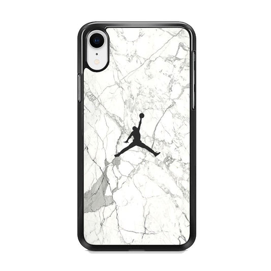 Air Jordan Marble Soft Black iPhone XR Case-Rubber Black (2D Case)-Oxvistore