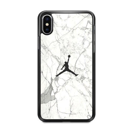 Air Jordan Marble Soft Black iPhone XS MAX Case-Rubber Black (2D Case)-Oxvistore