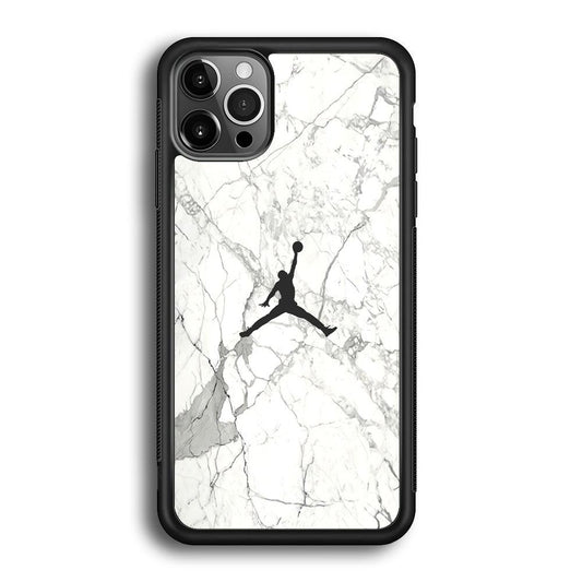Air Jordan Marble Soft Black iPhone 12 Pro Max Case-Rubber Black (2D Case)-Oxvistore