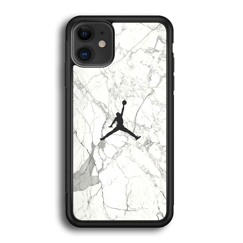 Air Jordan Marble Soft Black iPhone 12 Case-Rubber Black (2D Case)-Oxvistore