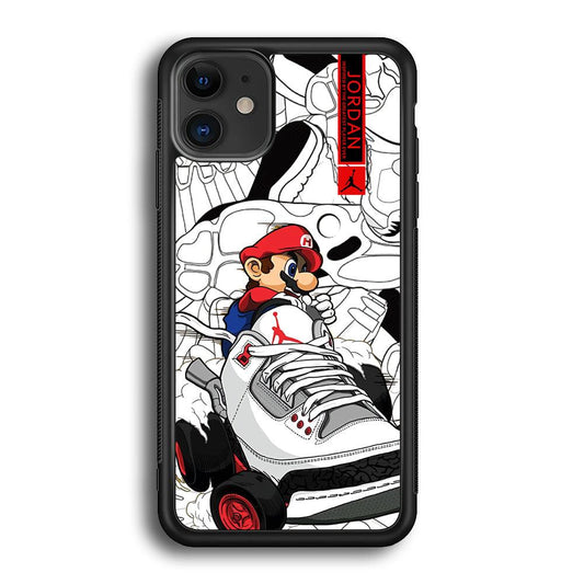 Air Jordan Mario Ride The Shoes iPhone 11 Case-Rubber Black (2D Case)-Oxvistore