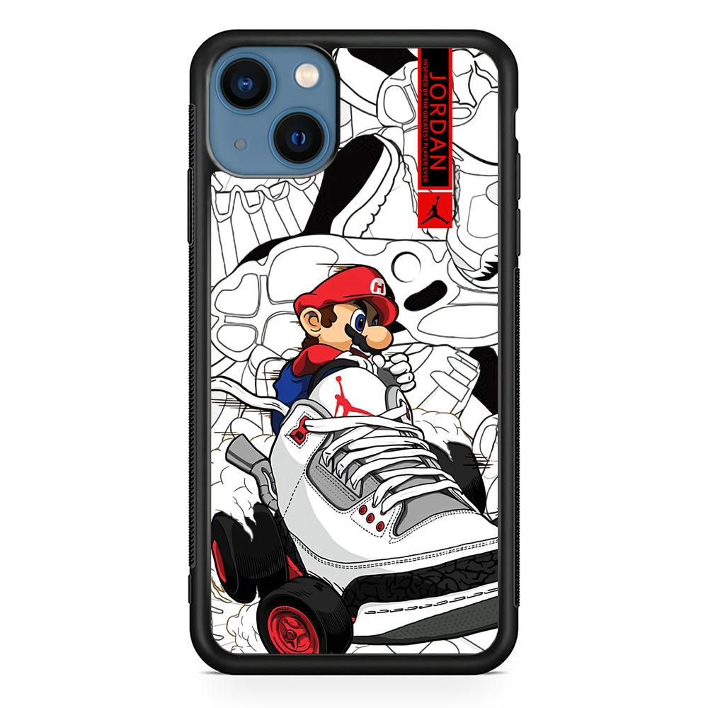 Air Jordan Mario Ride The Shoes iPhone 15 Case-Rubber Black (2D Case)-Oxvistore
