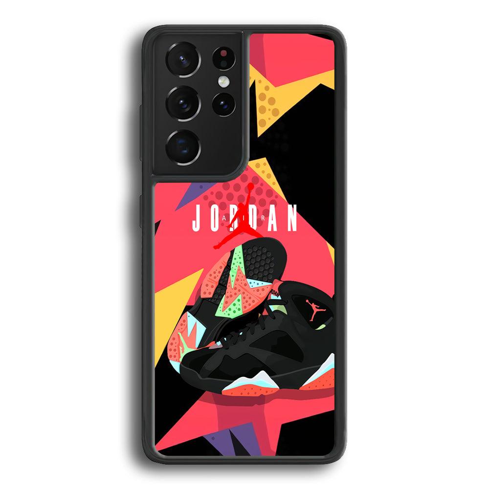 Air Jordan Milestones of Scramble Samsung Galaxy S21 Ultra Case-Rubber Black (2D Case)-Oxvistore