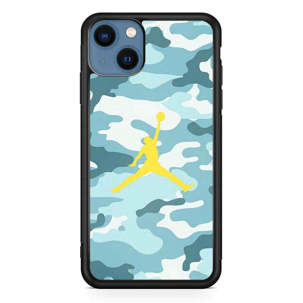 Air Jordan Ocean Camo iPhone 15 Case-Rubber Black (2D Case)-Oxvistore