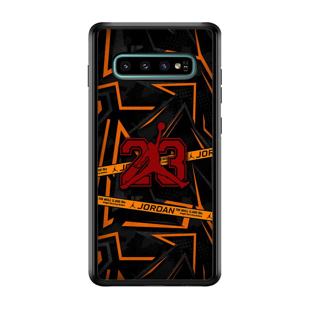 Air Jordan Orange Shapes Samsung Galaxy S10 Case-Rubber Black (2D Case)-Oxvistore