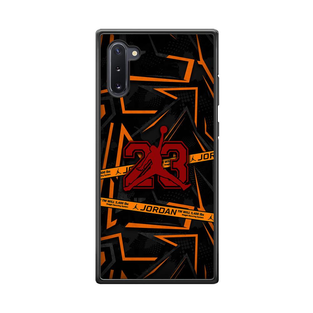 Air Jordan Orange Shapes Samsung Galaxy Note 10 Case-Rubber Black (2D Case)-Oxvistore