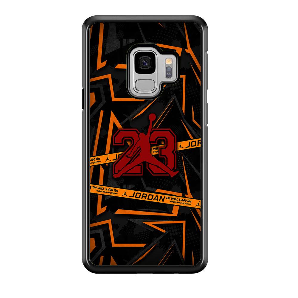 Air Jordan Orange Shapes Samsung Galaxy S9 Case-Rubber Black (2D Case)-Oxvistore