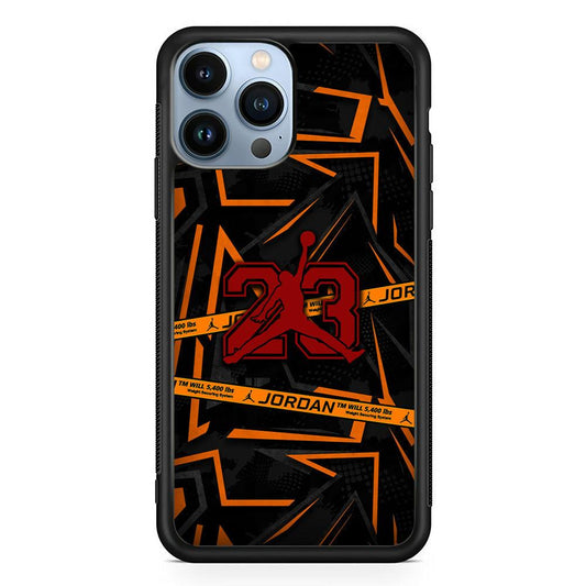 Air Jordan Orange Shapes iPhone 13 Pro Max Case-Rubber Black (2D Case)-Oxvistore