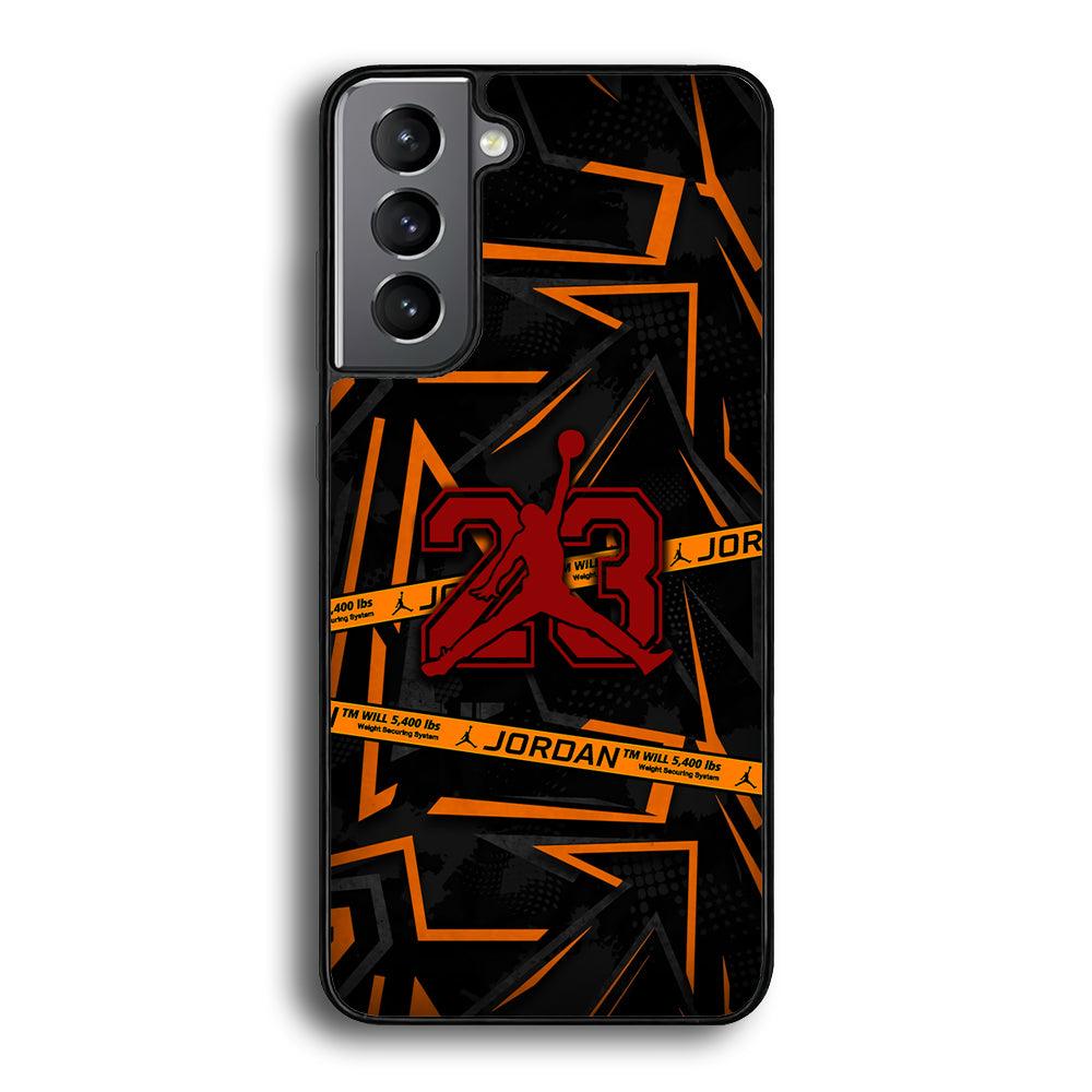 Air Jordan Orange Shapes Samsung Galaxy S22 Plus Case-Rubber Black (2D Case)-Oxvistore