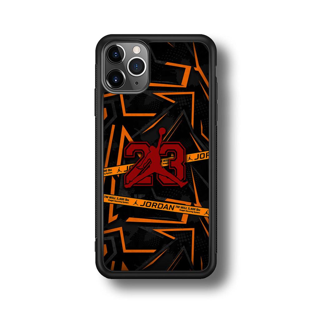 Air Jordan Orange Shapes iPhone 11 Pro Max Case-Rubber Black (2D Case)-Oxvistore