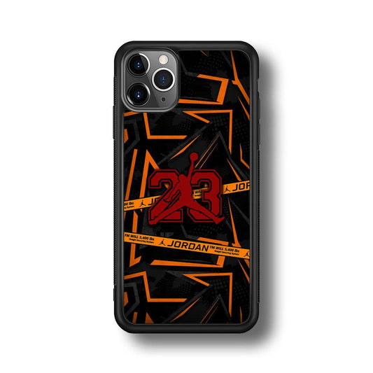 Air Jordan Orange Shapes iPhone 11 Pro Max Case-Rubber Black (2D Case)-Oxvistore