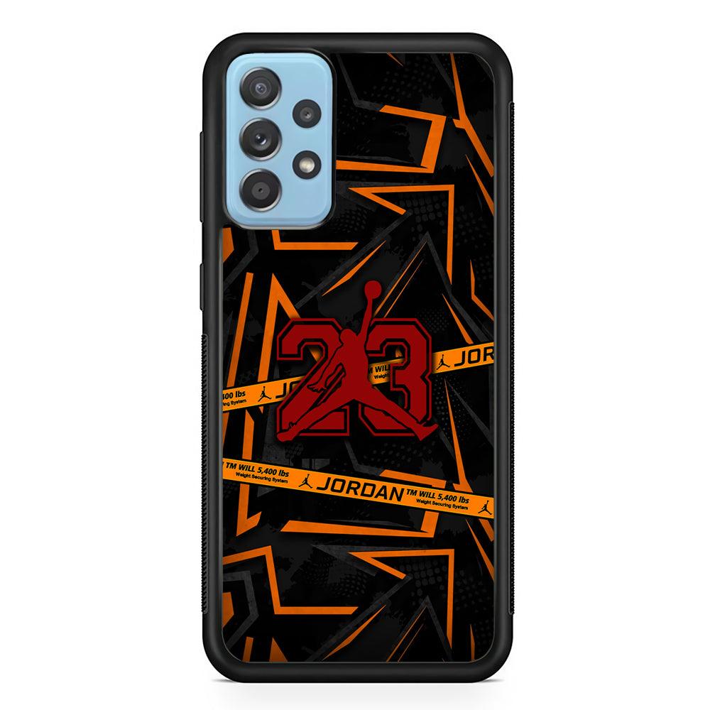 Air Jordan Orange Shapes Samsung Galaxy A72 Case-Rubber Black (2D Case)-Oxvistore