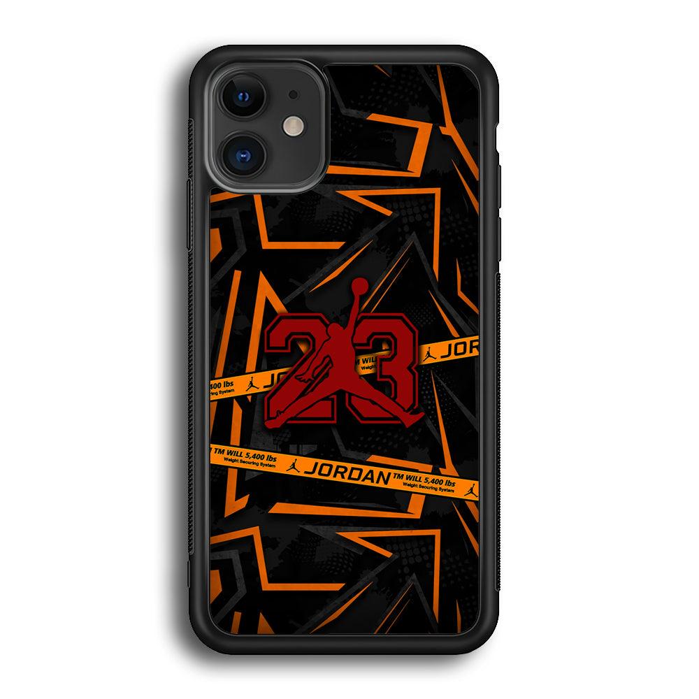 Air Jordan Orange Shapes iPhone 12 Case-Rubber Black (2D Case)-Oxvistore