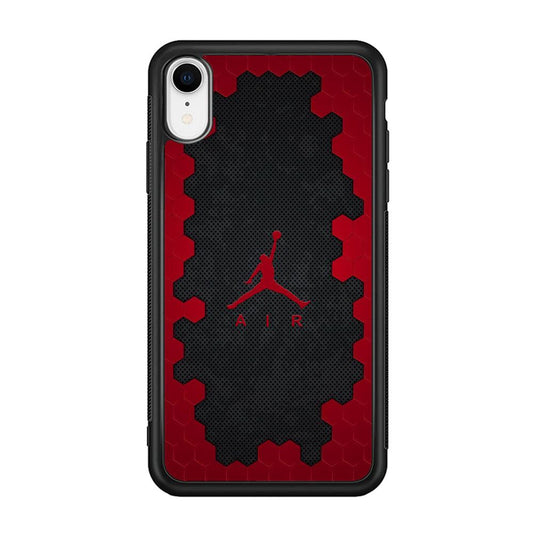 Air Jordan Red Honeycomb iPhone XR Case-Rubber Black (2D Case)-Oxvistore