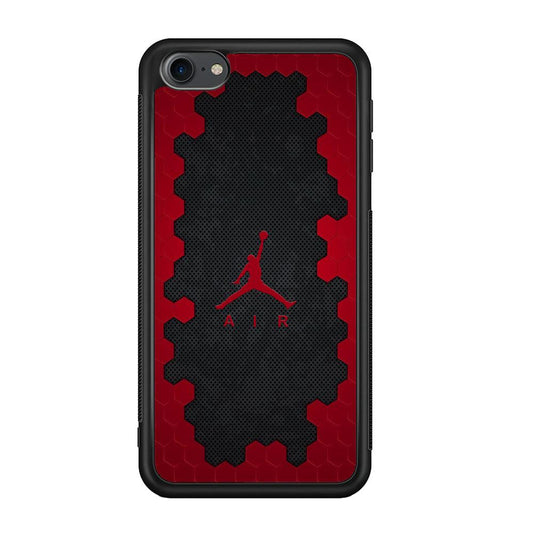 Air Jordan Red Honeycomb iPod Touch 6 Case-Rubber Black (2D Case)-Oxvistore