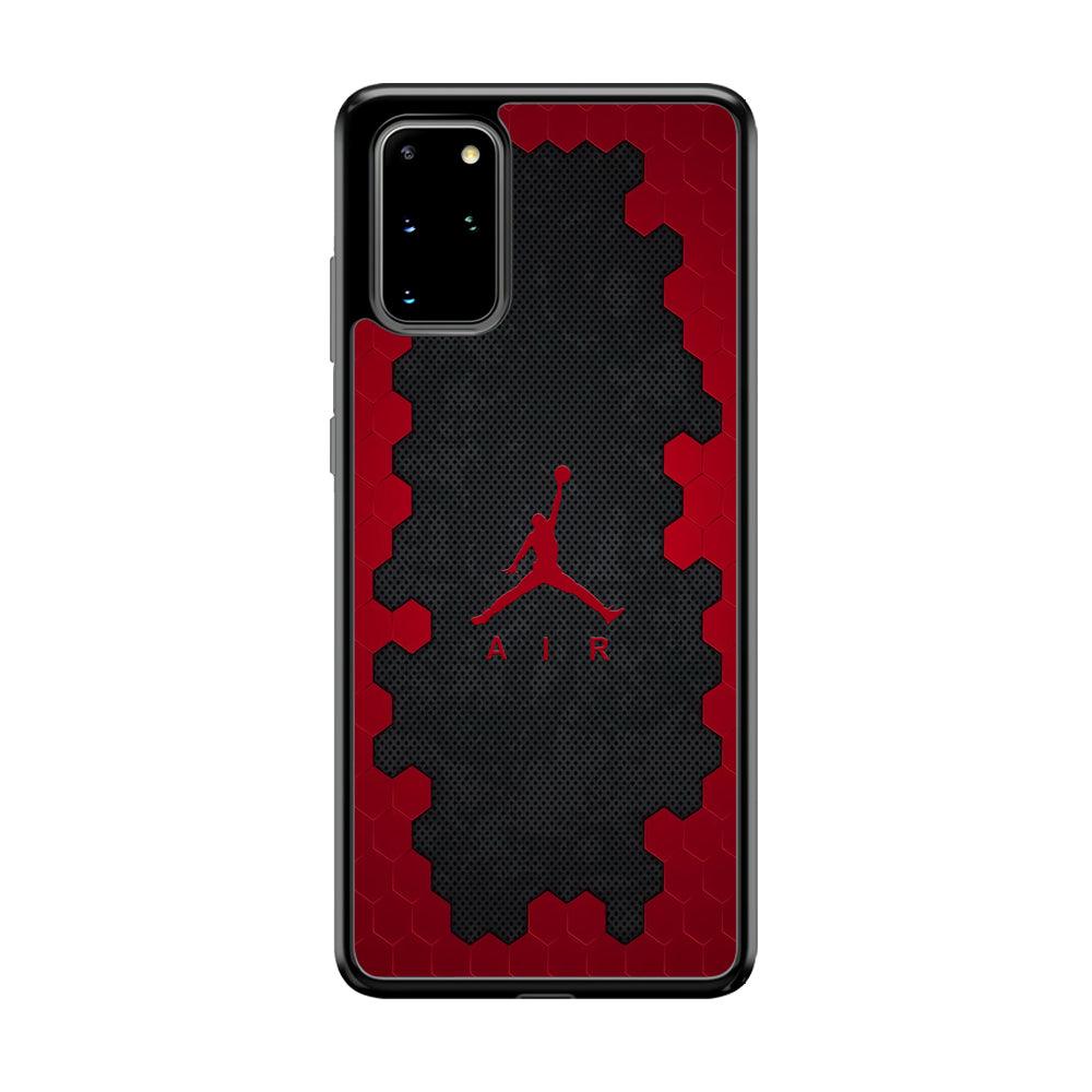 Air Jordan Red Honeycomb Samsung Galaxy S20 Plus Case-Rubber Black (2D Case)-Oxvistore