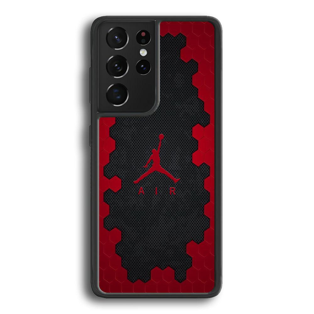 Air Jordan Red Honeycomb Samsung Galaxy S24 Ultra Case-Rubber Black (2D Case)-Oxvistore