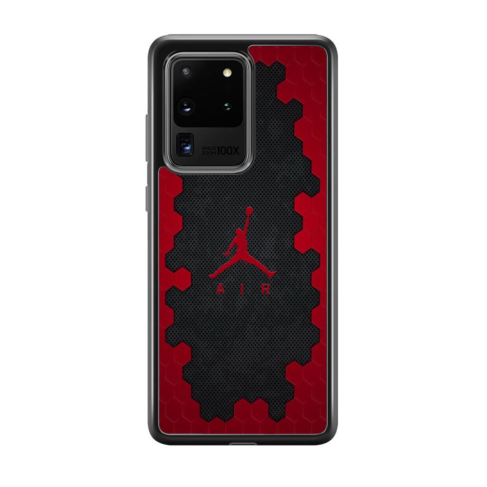 Air Jordan Red Honeycomb Samsung Galaxy S20 Ultra Case-Rubber Black (2D Case)-Oxvistore