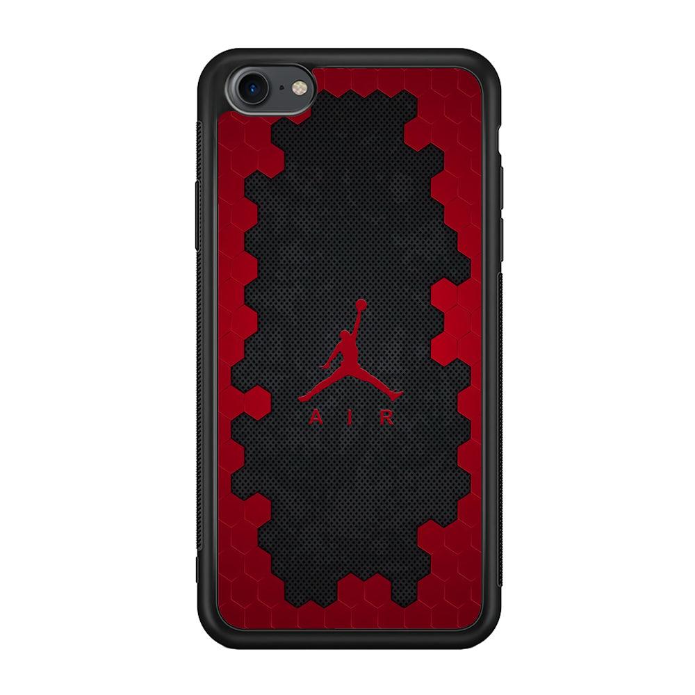 Air Jordan Red Honeycomb iPhone 7 Case-Rubber Black (2D Case)-Oxvistore