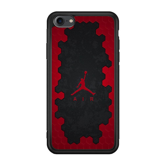 Air Jordan Red Honeycomb iPhone 7 Case-Rubber Black (2D Case)-Oxvistore