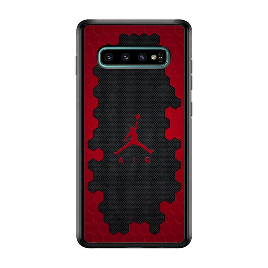 Air Jordan Red Honeycomb Samsung Galaxy S10 Plus Case-Rubber Black (2D Case)-Oxvistore