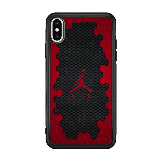 Air Jordan Red Honeycomb iPhone Xs Max Case-Rubber Black (2D Case)-Oxvistore