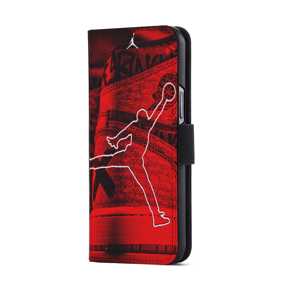 Air Jordan Red Shoes Flip Wallet Phone Case