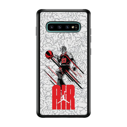 Air Jordan The Jumpingman Samsung Galaxy S10 Plus Case-Rubber Black (2D Case)-Oxvistore