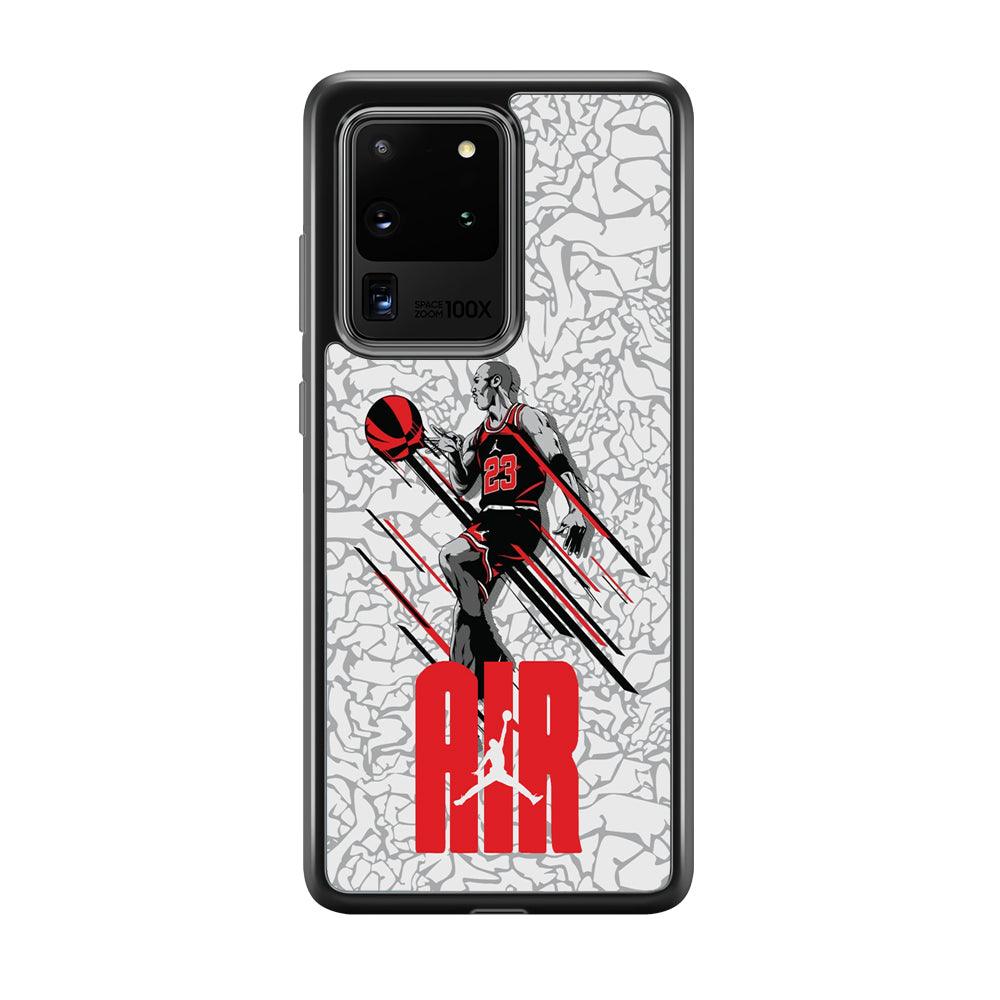 Air Jordan The Jumpingman Samsung Galaxy S20 Ultra Case-Rubber Black (2D Case)-Oxvistore