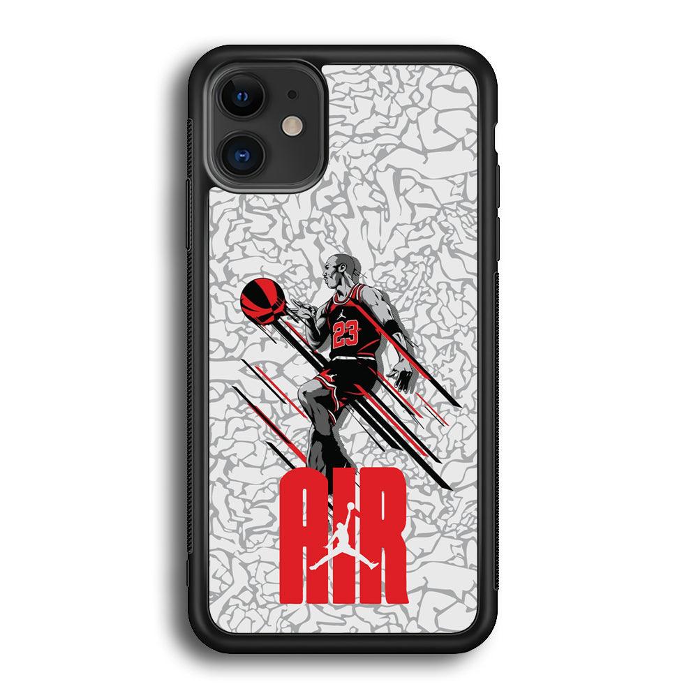 Air Jordan The Jumpingman iPhone 12 Case-Rubber Black (2D Case)-Oxvistore